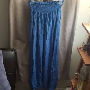 Blue stretch loose fit pants